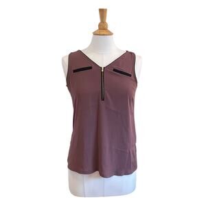 Express Purple V-Neck Quarter Zip Sleeveless Hudson Tank  Blouse, Size S